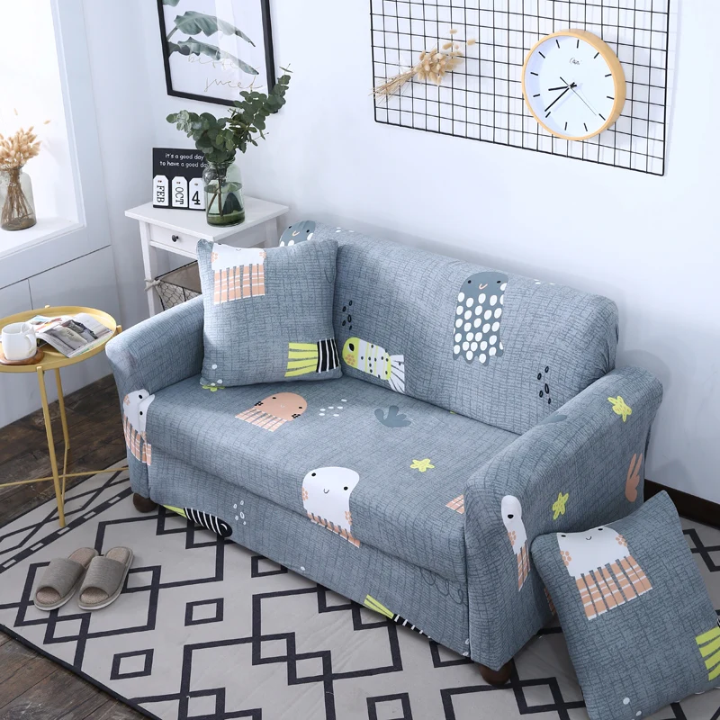 iDouillet Cartoon Printed Stretch Spandex Sofa Cover Couch Slipcovers for Chair Loveseat 3 or 4-seat Throw Pillow Case Home | Дом и сад