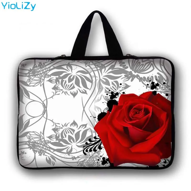 

print rose 7 10 12 13 14 15 17 inch Laptop bag custom logo Notebook sleeve briefcase Handbag tablet case cover PC pouch LB-9387