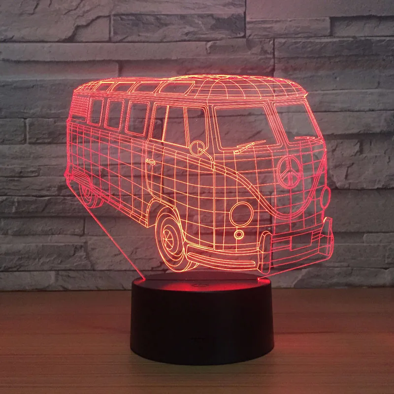 3D ночник для школьного автобуса BOCHSBC светильник лампа 7 цветов изменяемая
