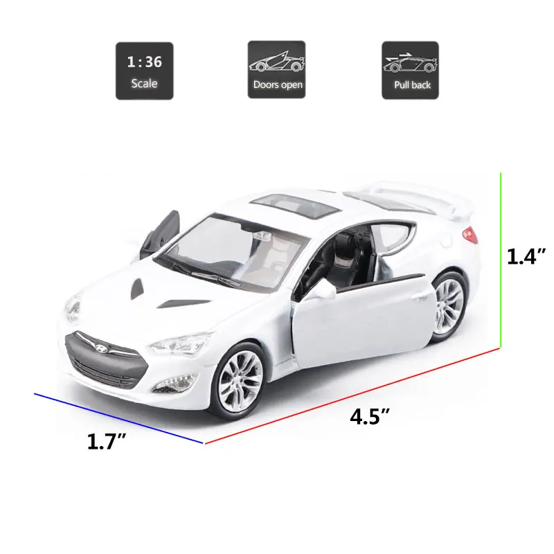 HOMMAT моделирования 1:36 Масштаб hyundai Genesis II купе модель автомобиля сплав литье под
