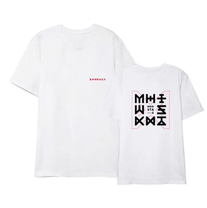 Летняя Kpop MONSTA X новая футболка с логотипом для женщин и мужчин в стиле хип-хоп |