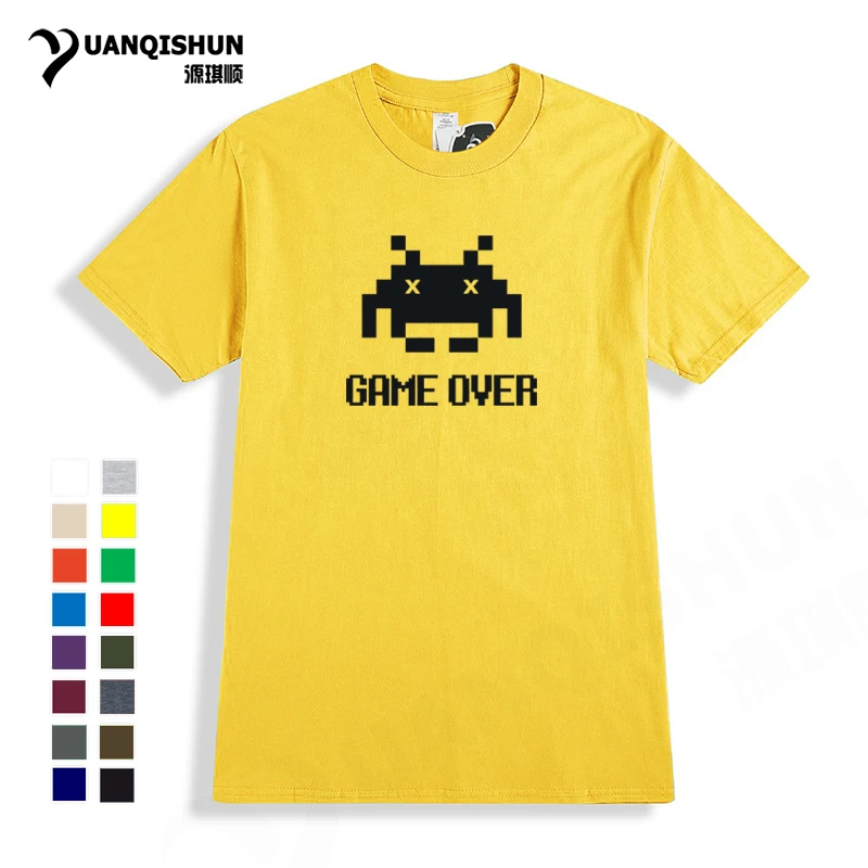 Футболка Game Over Boy 8-Bit Video Классическая ностальгическая игровая футболка 16 цветов