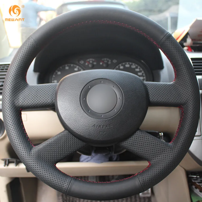 MEWANT для Volkswagen VW Polo 2003 2004 2005 2006 черные чехлы рулевого колеса автомобиля из