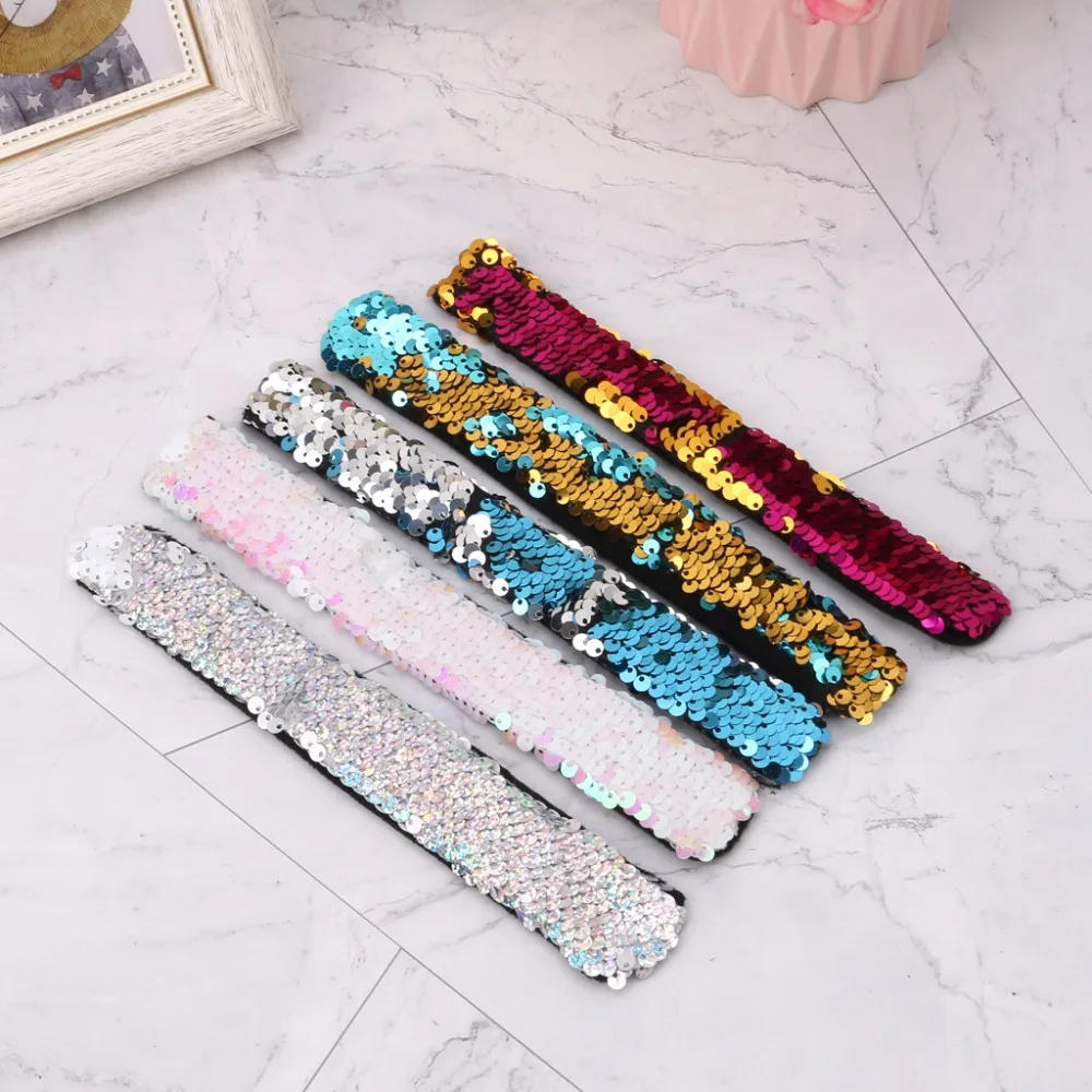 5 шт браслеты Русалочки два цвета двусторонний Шарм блестки флип аксессуары для