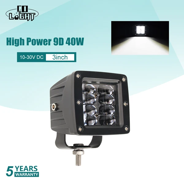 3inch 40W 1PCS CO светильник 9D 3 дюймов 80 Вт светодиодный рабочий светильник высокого Мощность проблесковая DRL потолочные светильник для 4x4 внедорожный ATV UTV грузовик трактор мотоцикл 12V 24V - Цвет: 3inch 40W 1PCS