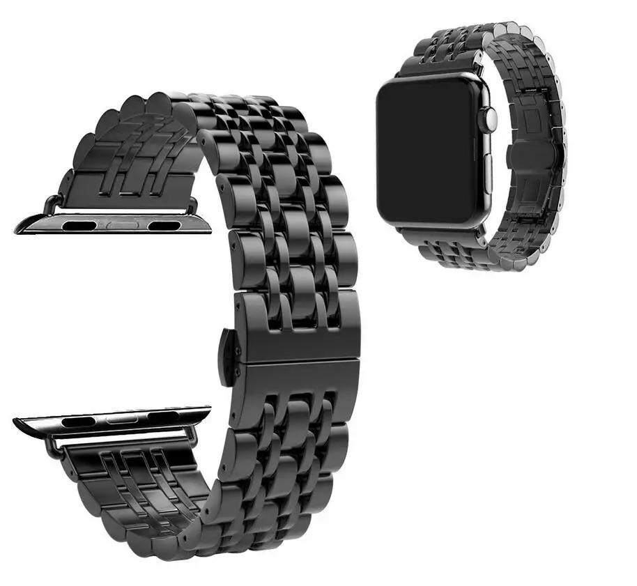 100 шт. Нержавеющая сталь 7 Points, ремешок для наручных часов для Apple Watch, версии 4/3/2/1 38 мм 42 мм наручных часов Iwatch, ремешок черный, Серебристый Цвет Бабочка застежка браслета
