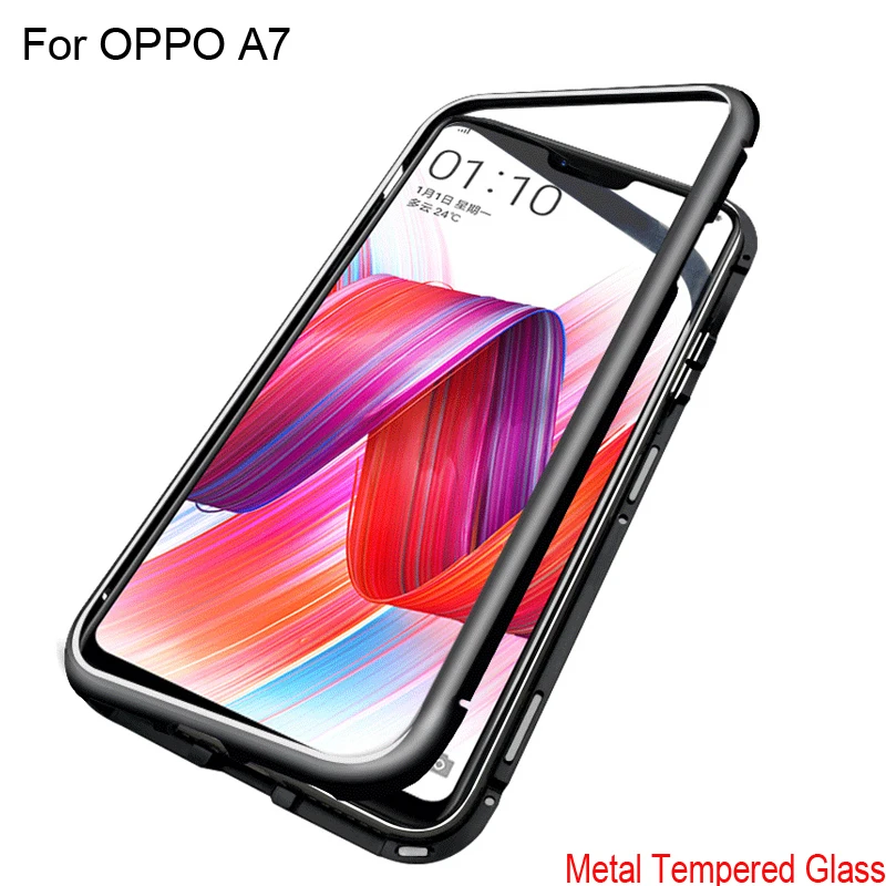 Роскошный чехол с магнитной адсорбцией для OPPO A7 a7 металлическая рамка прозрачный