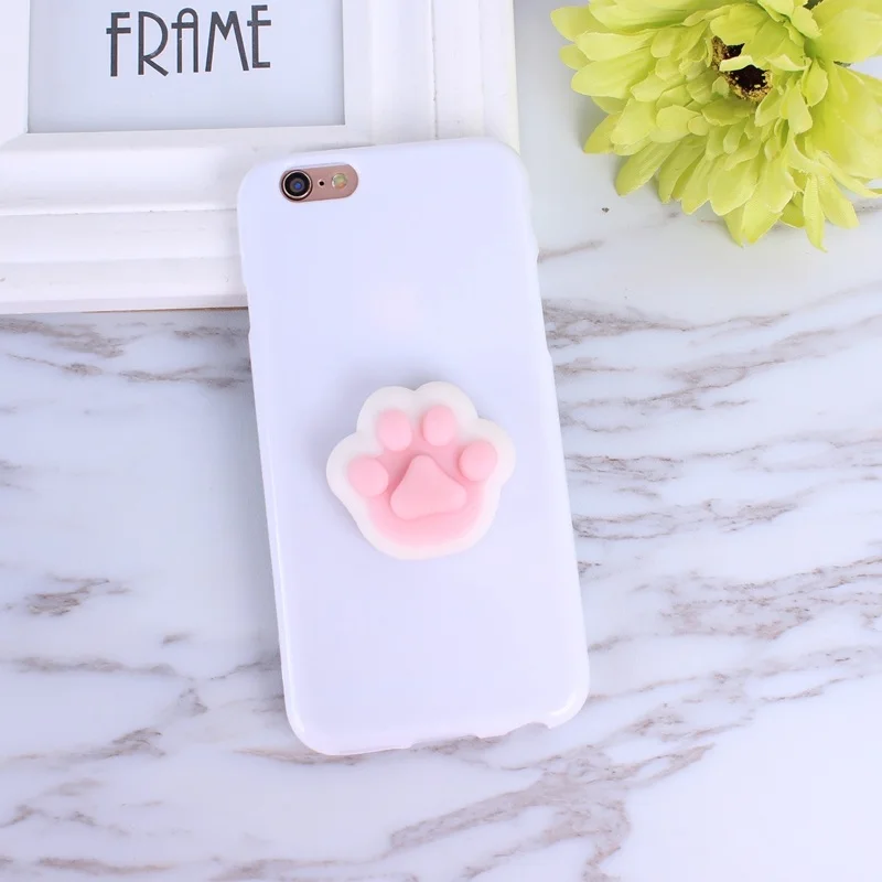 Розовый Мягкий чехол с объемным рисунком медведя кошки для iphone 6, яркие цвета, мягкий чехол из ТПУ для iphone 6, 6 S, 5, 5S, SE, 7, 8, 8Plus - Цвет: Розовый