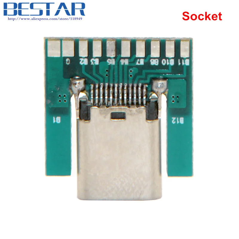 DIY 24pin USB 3 1 Тип C штекер гнездо разъем SMT с ПК платой|socket safety|smt transistorsocket pics |