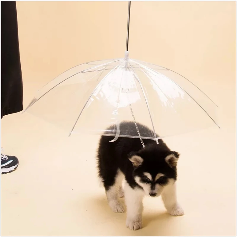 NZBZ. New Style Hot Selling Portable Plastics Transparent Pet Umbrella Built-in Leash Puppy Cat Raincoat |