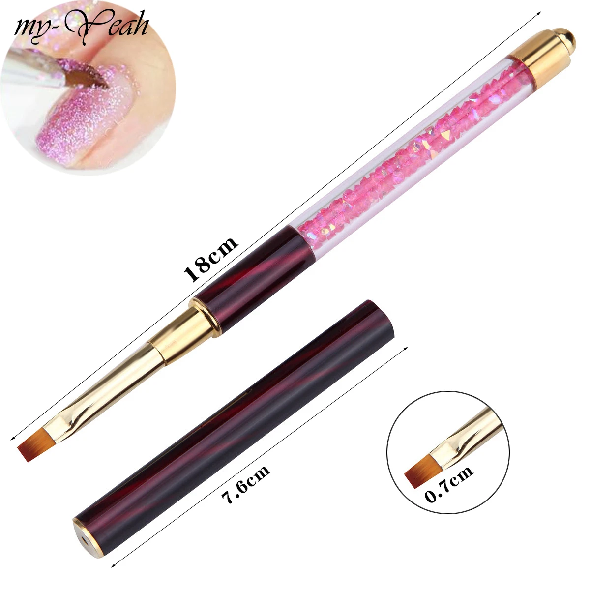 my-Yeah Nail Art Multipurpose Cat Eye Rhinestone Paint Brush Kit Acrylic Gel Polish Extension 3D Liner Flower DIY Gradient Pens