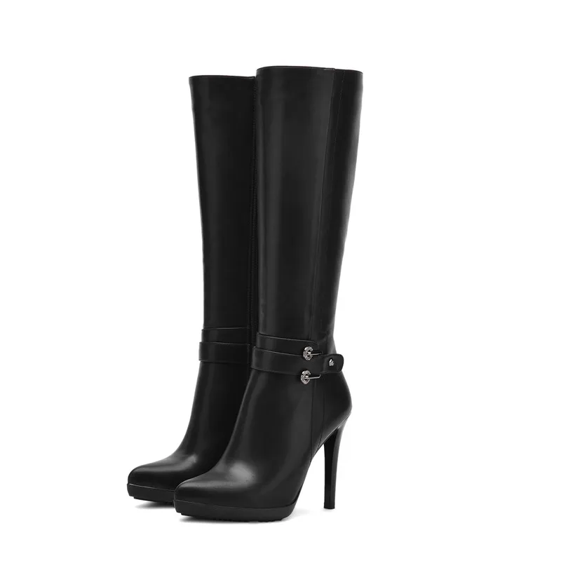 

Women's High Heels Pointed Toe Platform Winter Autumn Shoes Woman Zipper Closure Knee Boots Size 34-40 ujk890