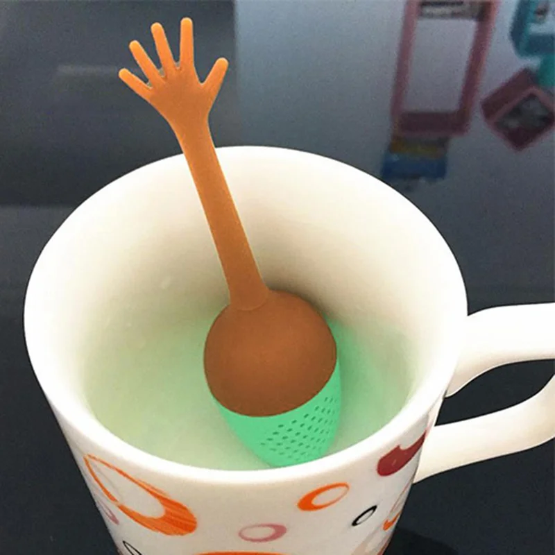 Забавный силиконовый ситечко для заваривания чая в форме жеста держатель трав и