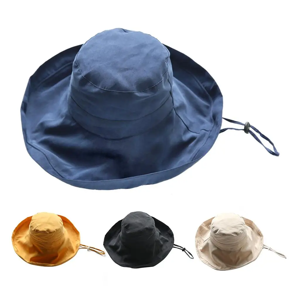 Outdoor Cap Sun Protection Big Brim Sunhat Double Faced Cotton Linen Bucket Hat For Women Hiking Mountaineering | Спорт и