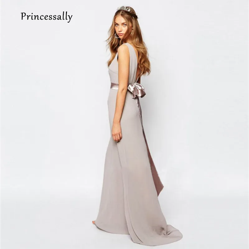 Женское шифоновое платье со шлейфом с открытой спиной|bridesmaid dresses|bridesmaid dresses with