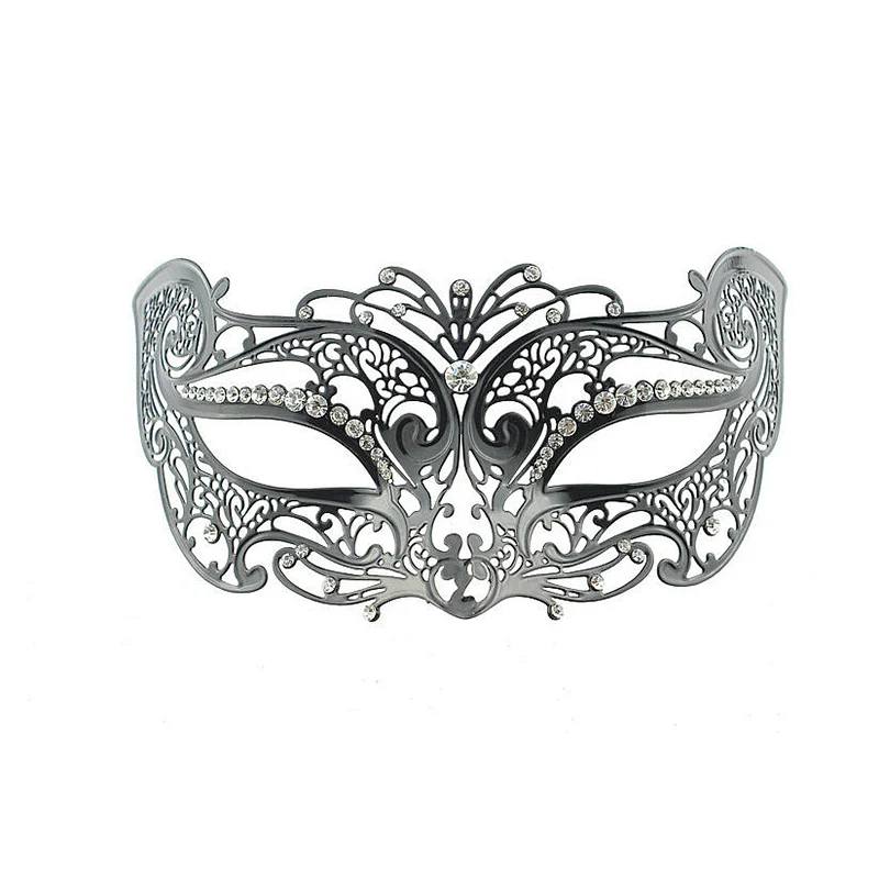 Роскошный черный бриллиант металлическая лазерная резка Венецианский маскарад