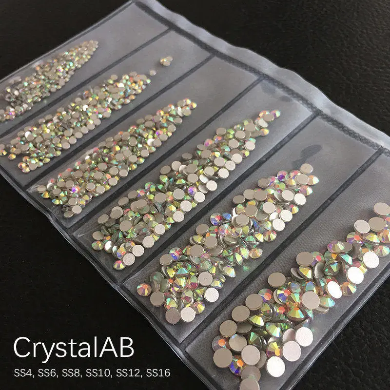 Crystal AB SS4-SS16 Стразы для дизайна ногтей с плоской задней поверхностью Блестящий Кристалл DIY Ювелирные изделия бриллианты дизайн аксессуары для маникюра - Цвет: Crystal AB