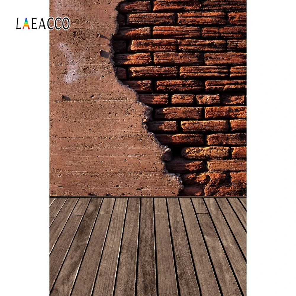 Laeacco коричневый кирпичная стена деревянная доска старый стиль плохой фотографии