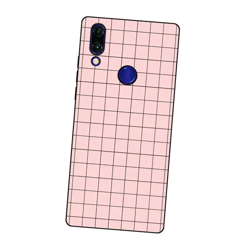 N407 Square Lattice Black Silicone Case Cover For Xiaomi Redmi Note 3 4 4X 5 5A 6 7 Pro Global |