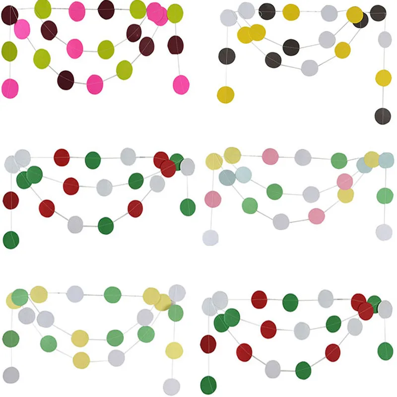 2M Circle Paper Garland Wedding Party Room Layout Decorative Festival Birthday Baby Shower Hanging Banner Garland Flags Decor 8Z