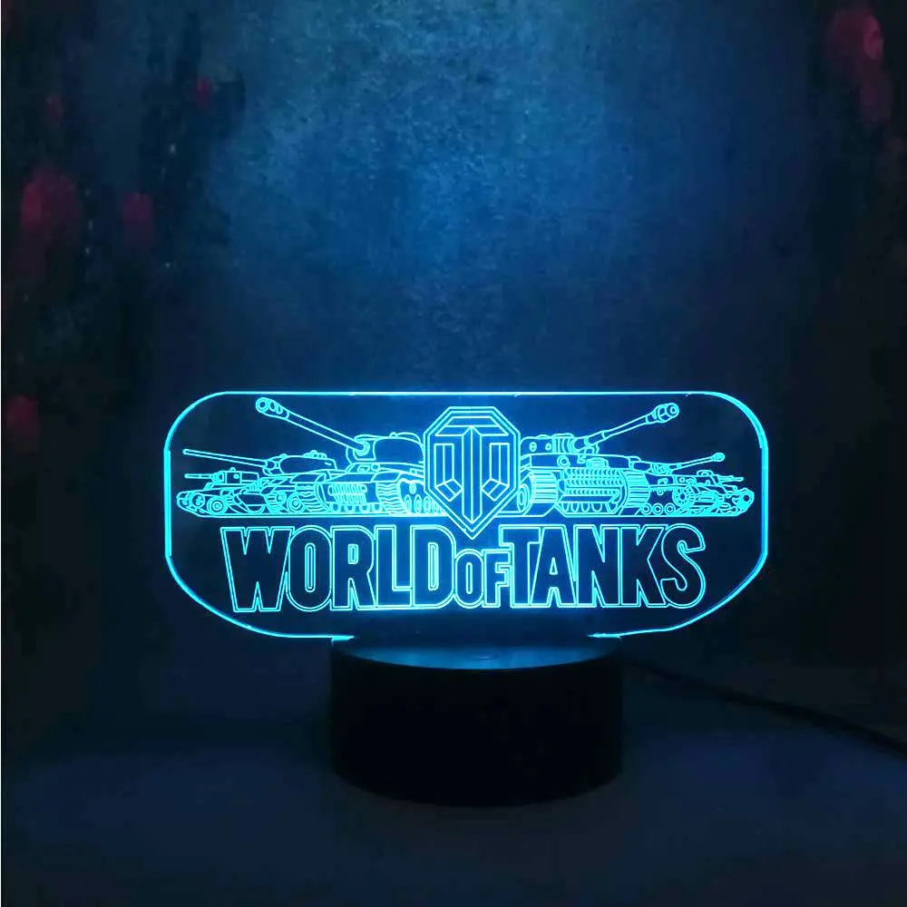 Go Game World OF Tanks Battla 7 цветов меняющий свет украшение для детской спальни ночник 3D USB