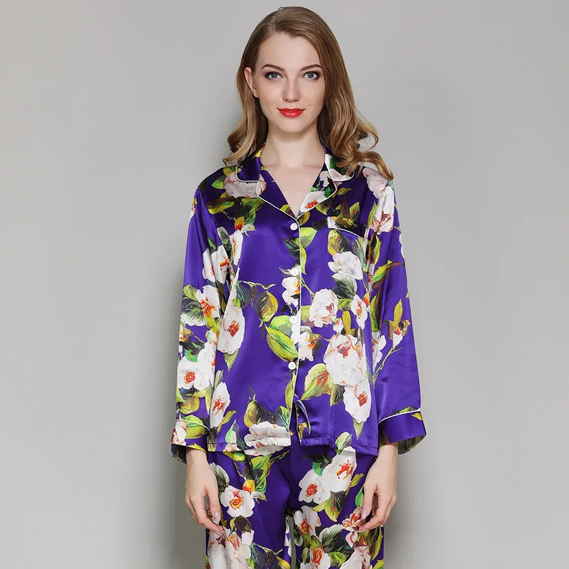 Пижама женская с длинным рукавом из 100% шелка|silk pajamas set|pyjama silkwomen pyjama |