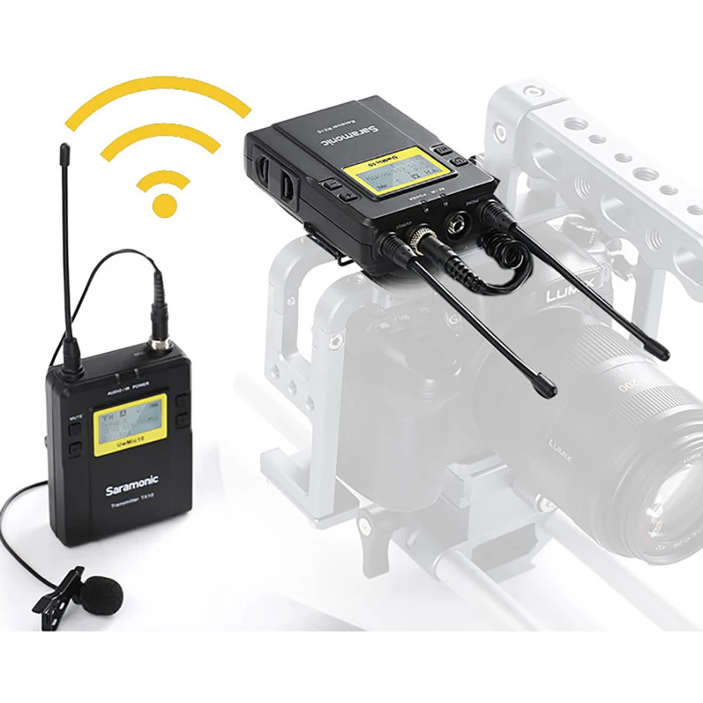 Saramonic UWMIC10 вещания UHF камера беспроводной петличный микрофон системы Передатчики+ один приемник для DSLR видеокамеры Mic