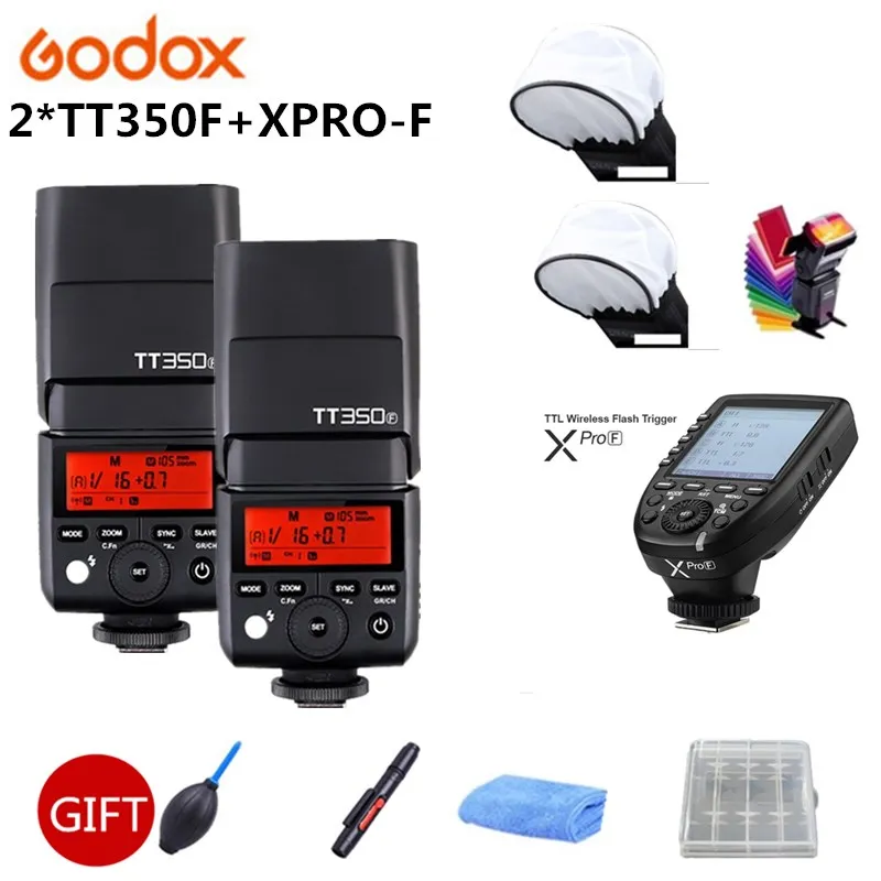 

2x Godox TT350F вспышка для камеры Speedlite 2,4G HSS TTL GN36 + Xpro-F триггерный передатчик для фотоаппарата Fuji