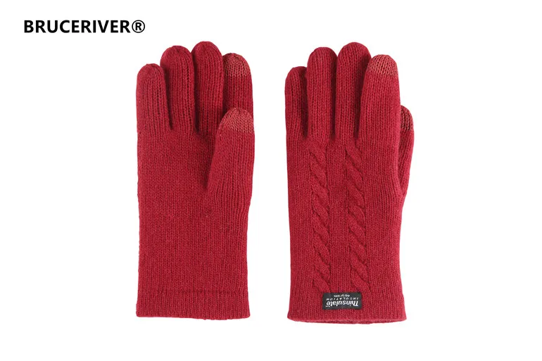Red Bruciver женские перчатки из чистой шерсти с сенсорным экраном и подкладкой Thinsulate и кабельным дизайном - Цвет: Red