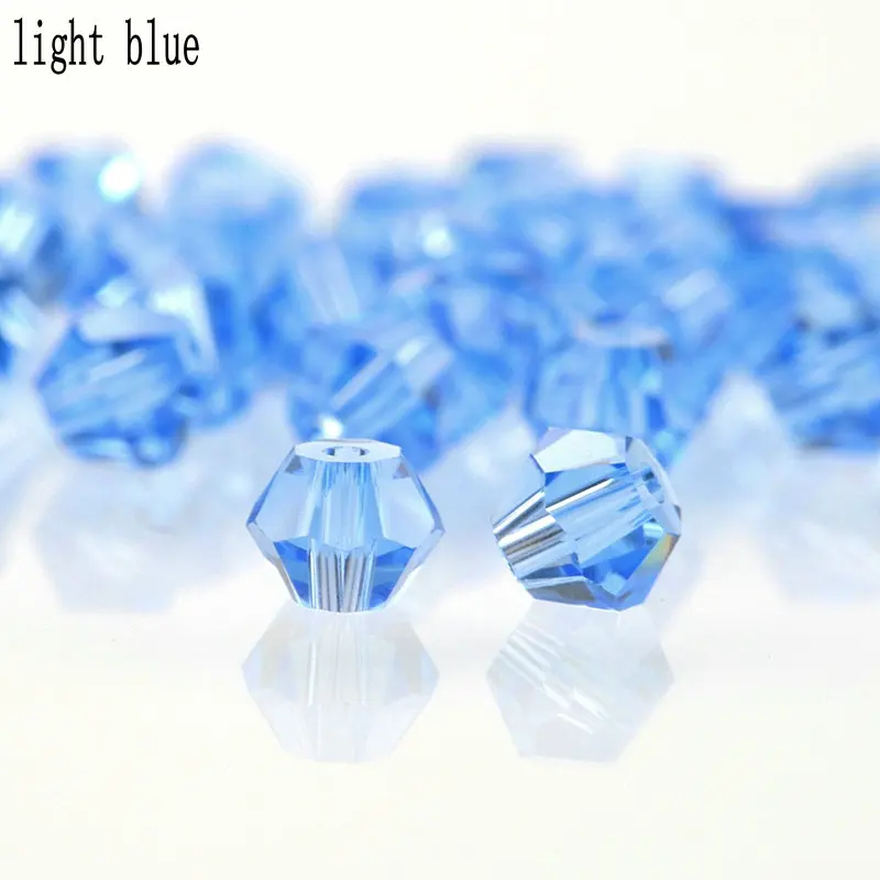 light blue AAA Качество 3 мм 4 мм 6 мм Подвески со стразами разделительные стеклянные бусины Свободные двухконусные бусины для изготовления ювелирных изделий ожерелье браслет DIY - Цвет: light blue