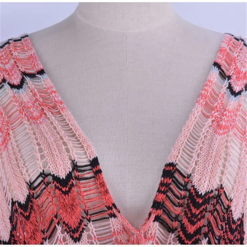 Открытое пляжное платье с принтом туники накидка для купальника сексуальная