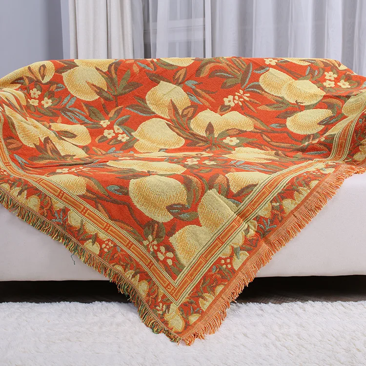 Прямая поставка мягкое Персиковое 100% Хлопковое одеяло покрывало для дивана