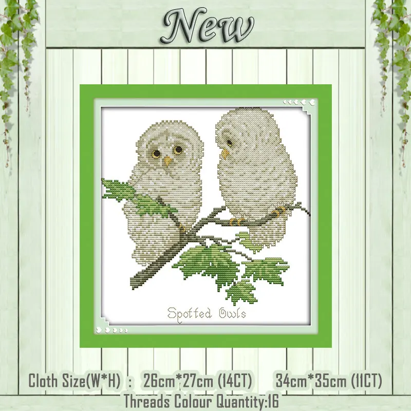 Spotted Owls Собаки волк Лев медведь лисы животные картина 11CT узоры напечатаны на холсте DMC 14CT вышивка крестиком наборы для вышивания - Цвет: Spotted Owls