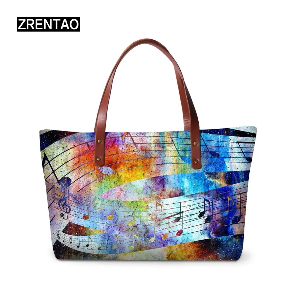 

Zренao 3D музыкальные дамские сумочки с кисточками, женские сумки на одно плечо, Женская неопреновая сумка-тоут на молнии, Женская Ручная пляж...