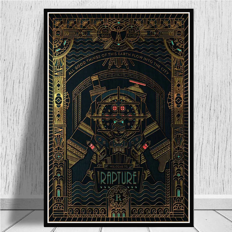 0002 Bioshock Rapture видео игра ретро детский подарок Художественный постер картина Картина Настенная картина домашний декор, плакаты и принты - Цвет: 0002