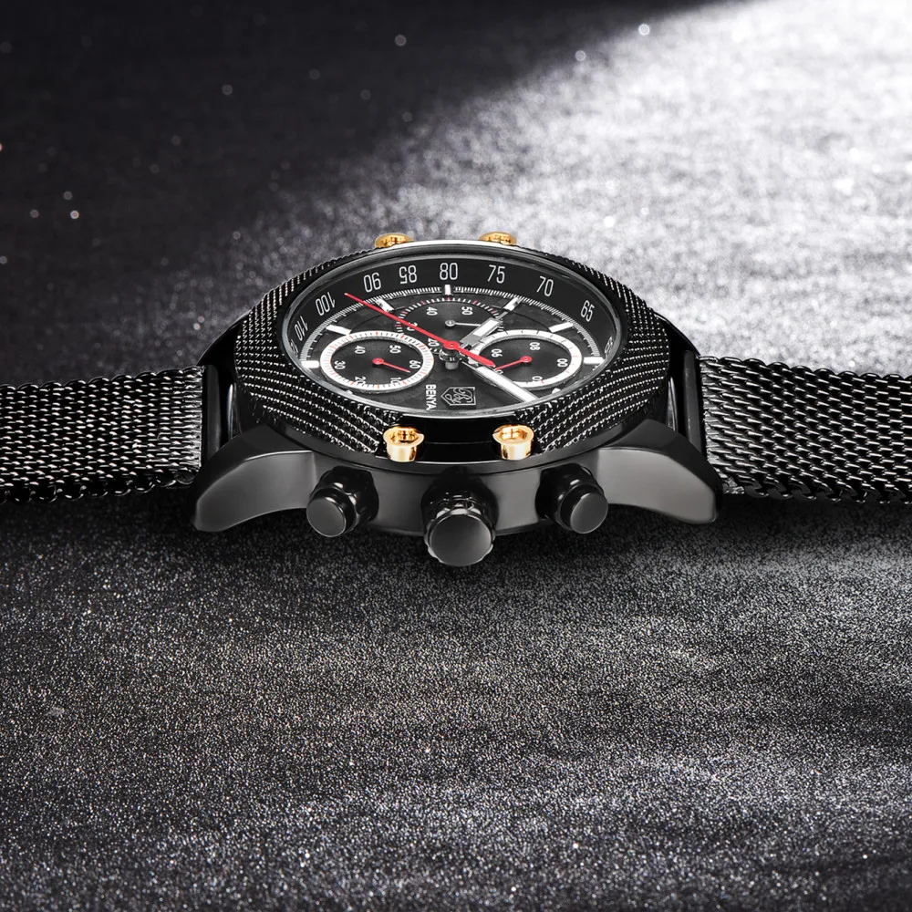 Мужские спортивные часы Montre Homme водонепроницаемые кварцевые с хронографом