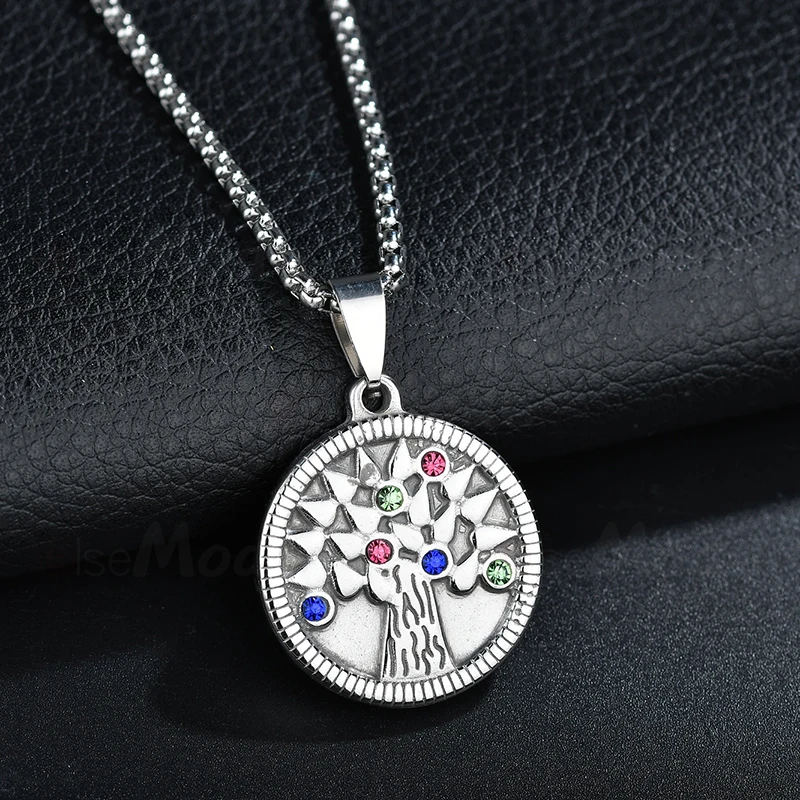 ELSEMODE богемные цветные ожерелья стразы с круглым кулоном из дерева жизни золотые