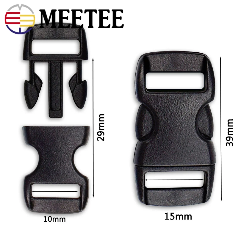 5 шт. Meetee 10/15 мм Цветная Пластиковая изогнутая боковая застежка с пряжкой для