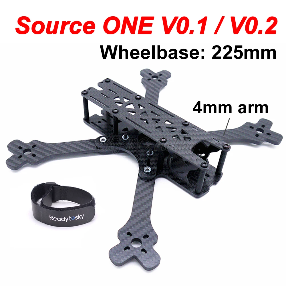 

Source one 5" 5inch V0.1 / V0.2 225 225mm with 4mm arm X frame FPV Racing Drone Quadcopter Frame Kit better than Alien 225