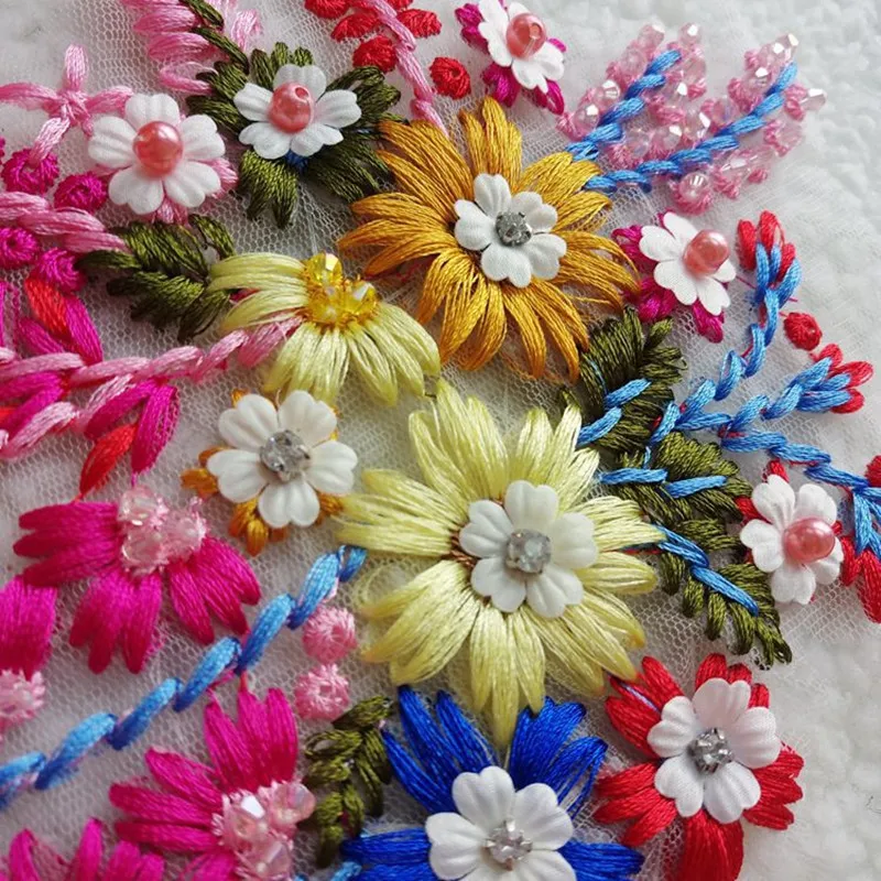 1 шт. 3D горячее сверление Вышивка Кружева Цветы Наклейки платье Сделай Сам одежда