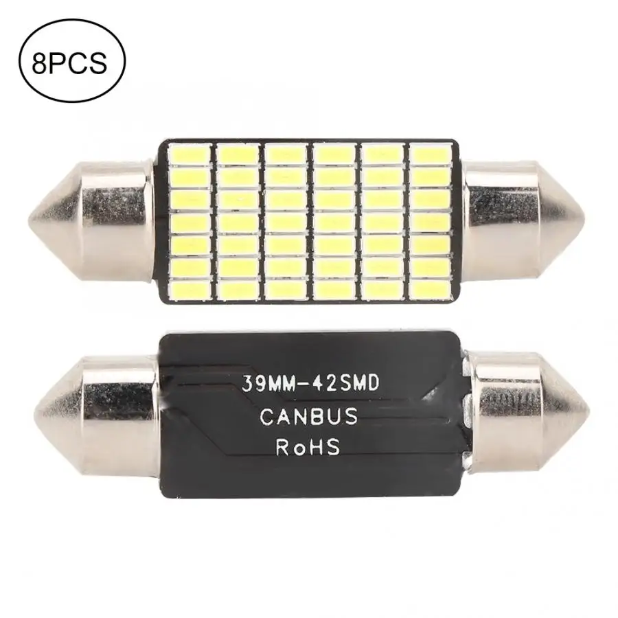 8 шт. DC 12V Festoon 3014 39 мм 42SMD супер яркие Автомобильные светодиодные купольные