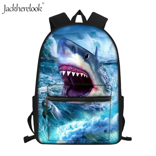Jackhereook/ детские школьные сумки, 3D рюкзак с принтом морской животные, большая белая акула для мальчиков и девочек, дорожная сумка на плечо - Цвет: HX681Z58
