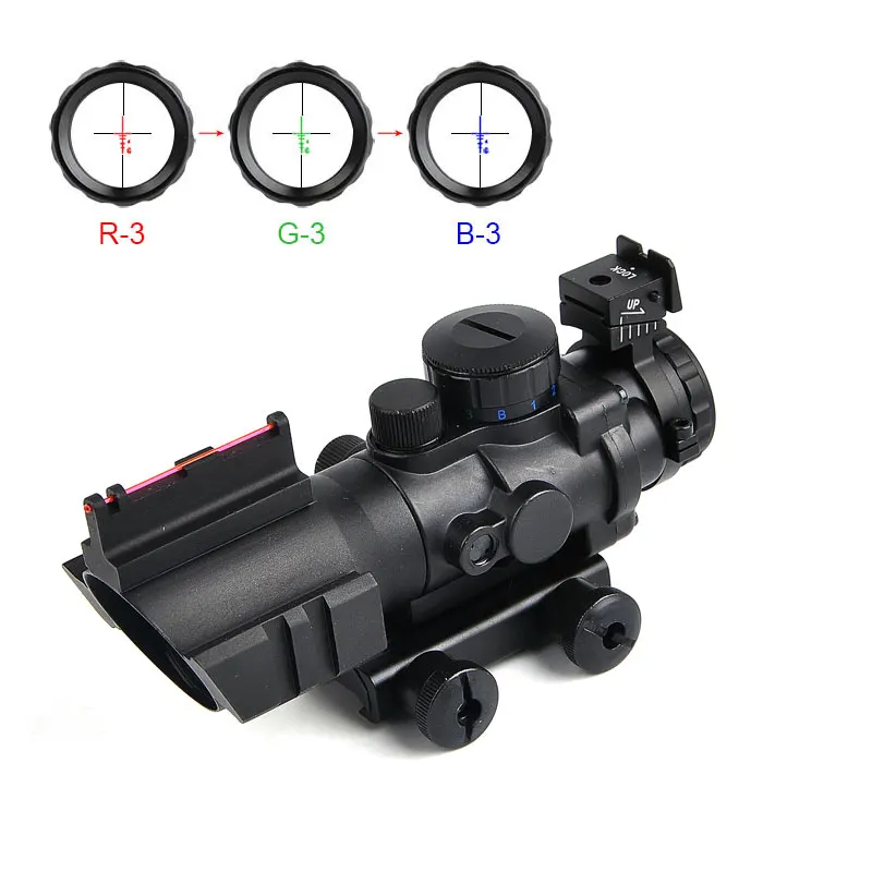 4X32 Acog тактический оптический прицел красный и зеленый и синий W/Tri-Illuminated сетка волокно прицел для охотничьих прицелов