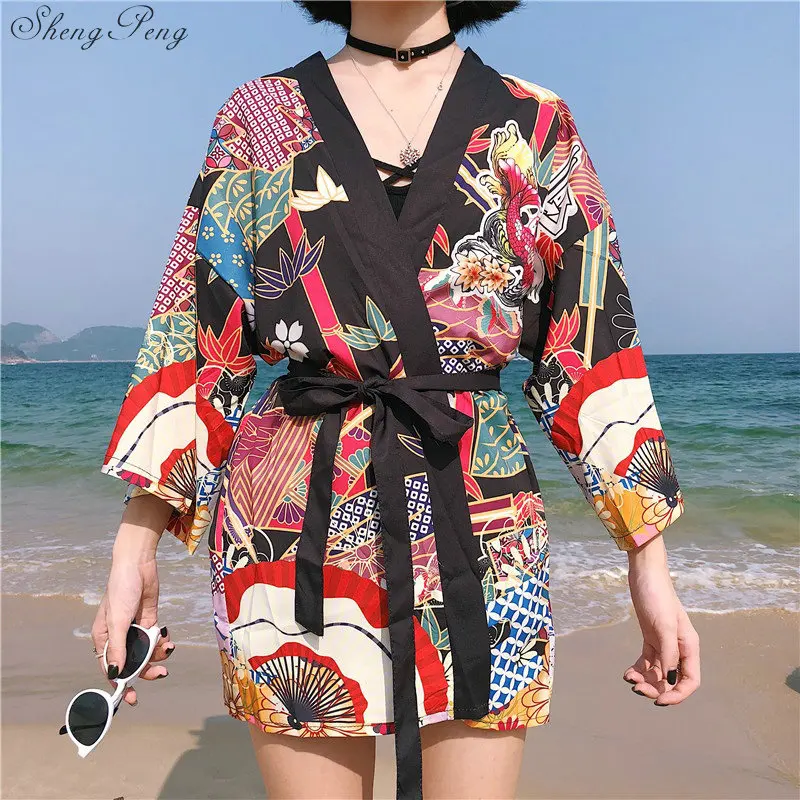 Кимоно женское в японском стиле кардиган рубашка для косплея юката летнее