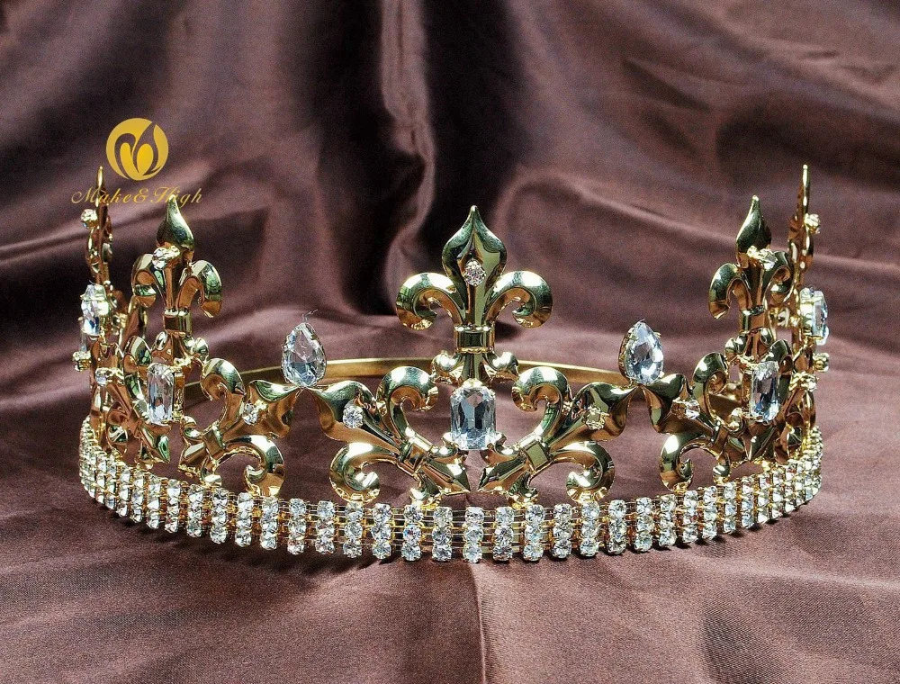 Тиары-короны King Prince для мужчин золотистые яркие праздвечерние чные костюмы