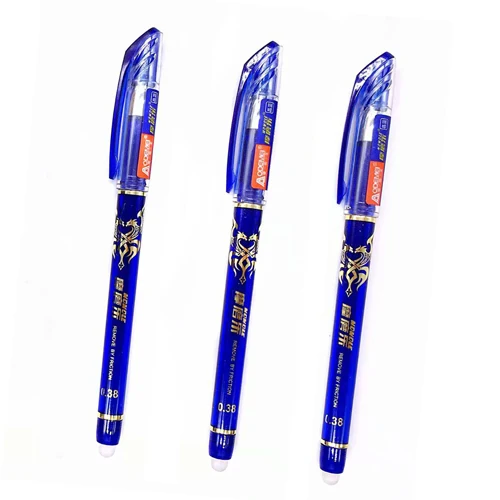 3Pcs blue 3/12 шт./компл. 0,38 мм стираемая ручка моющиеся ручки цвет синий, черный; большие размеры со стирающимися чернилами Шариковая ручка с заправляемым стержнем стержень для школы и офиса письменные канцелярские принадлежности - Цвет: 3Pcs blue