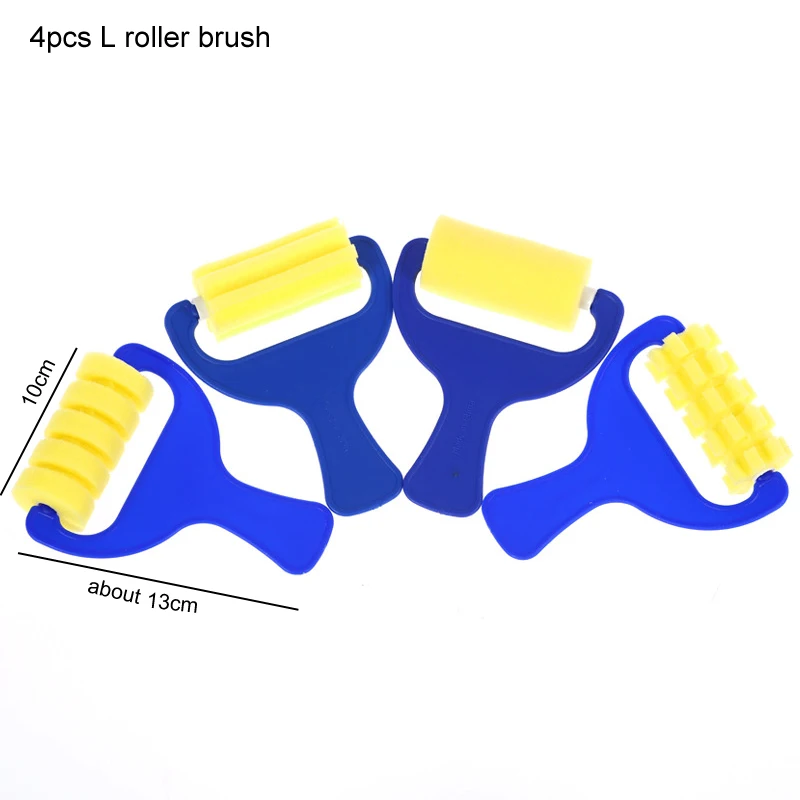 4pcs L roller brush Граффити художественные принадлежности для рисования школьные канцелярские принадлежности поворачивать, вращать губку пены живопись Роликовые щетки - Цвет: 4pcs L roller brush