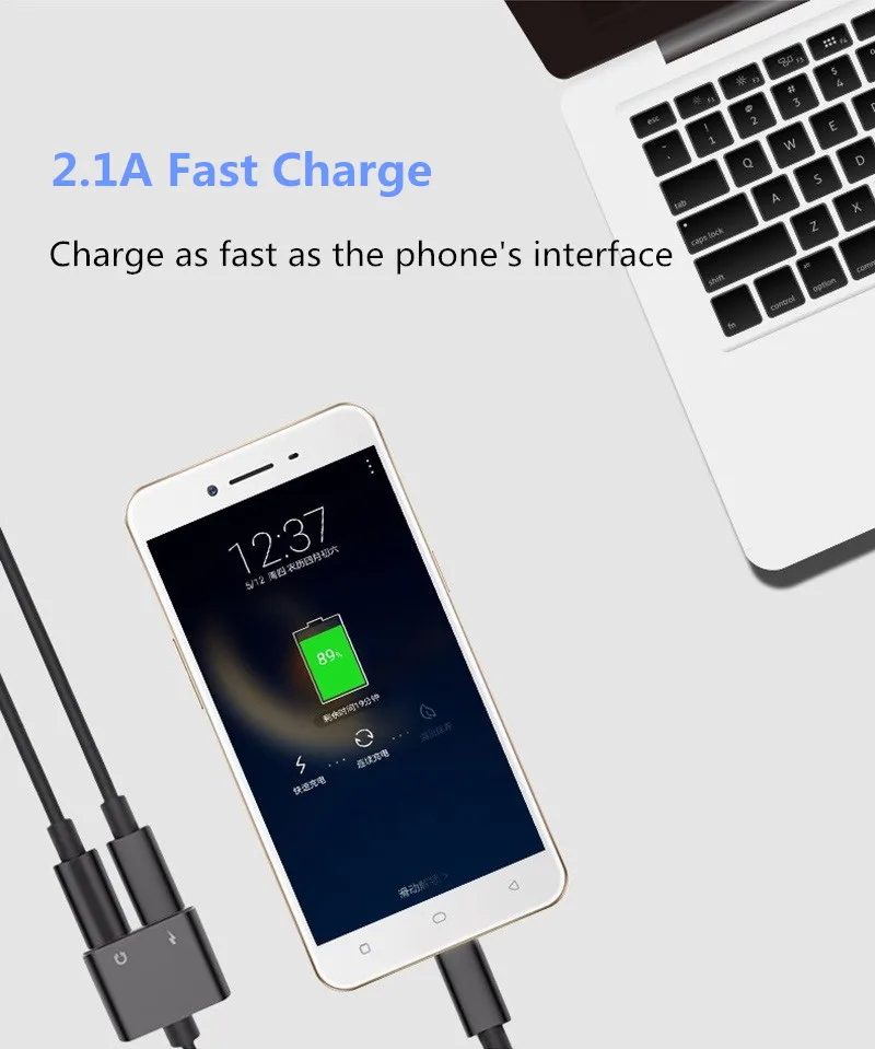 Type-C to 3.5mm Earphone cable Adapter For Xiaomi mi 6/mi 6x 2 in 1 USB Type C 3.5 AUX Audio Jack Charger | Мобильные телефоны и
