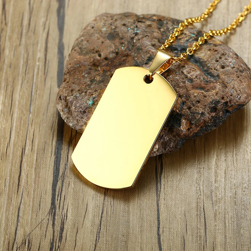 Трендовая мужская подвеска из нержавеющей стали Dogtag черного, золотого, серебряного цвета в стиле панк, базовая бижутерия для друзей, унисекс