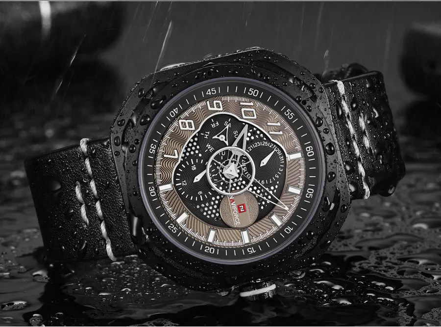 NAVIFORCE мужские спортивные часы кожаные креативные Аналоговые кварцевые наручные часы мужские топ брендовые водонепроницаемые часы 24 часа Relogio Masculino